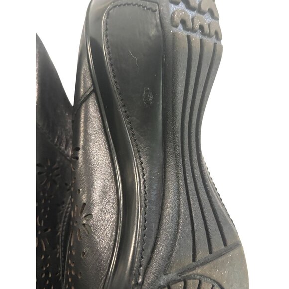 White Mountain Womens Black Leather Peep-Toe Mary Jane Wedges 8.5M - Picture 8 of 8